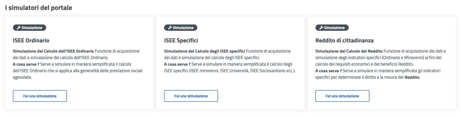 simulatori del portale unico ISEE