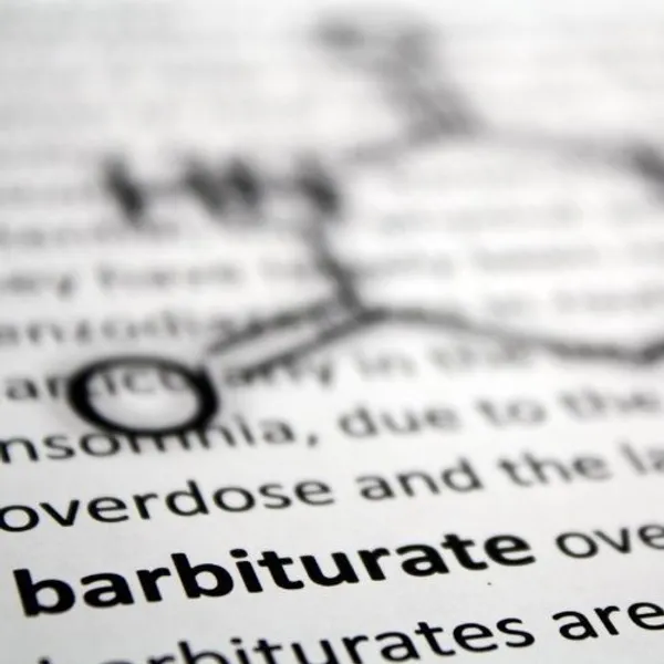 Pagina di un libro accademico che indica cosa sono i barbiturici