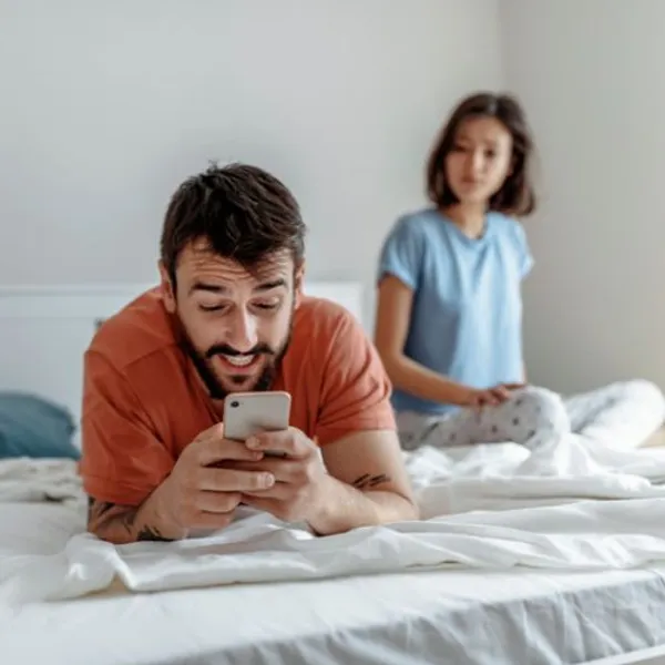 Benching: uomo che ignora la sua compagna